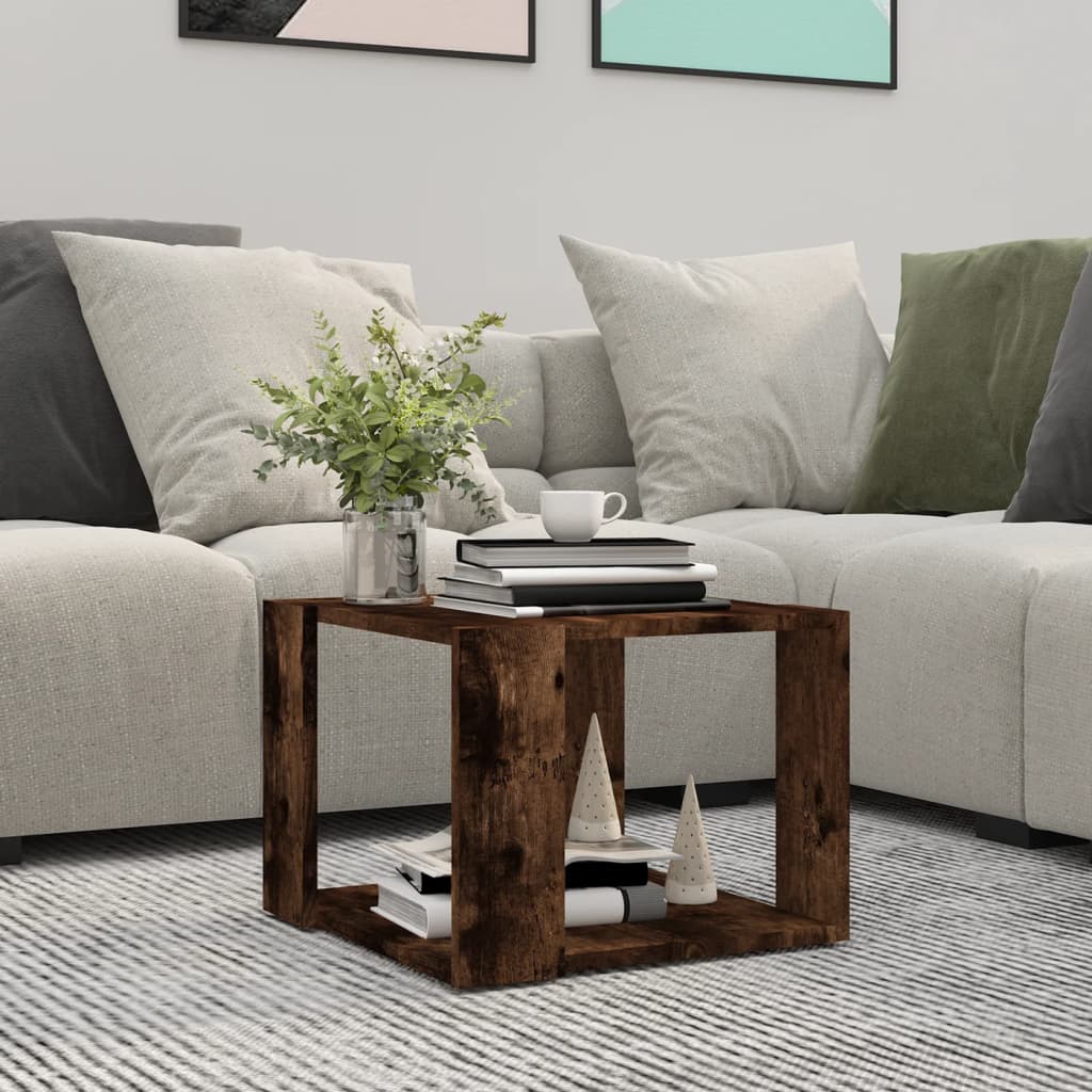 Table basse Chêne fumé 40x40x30 cm Bois d'ingénierie - XIOS