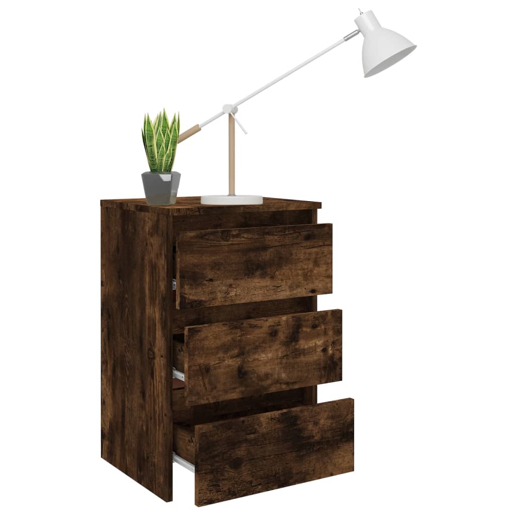 Table de chevet Chêne fumé 40x35x62,5 cm Bois d'ingénierie - XIOS