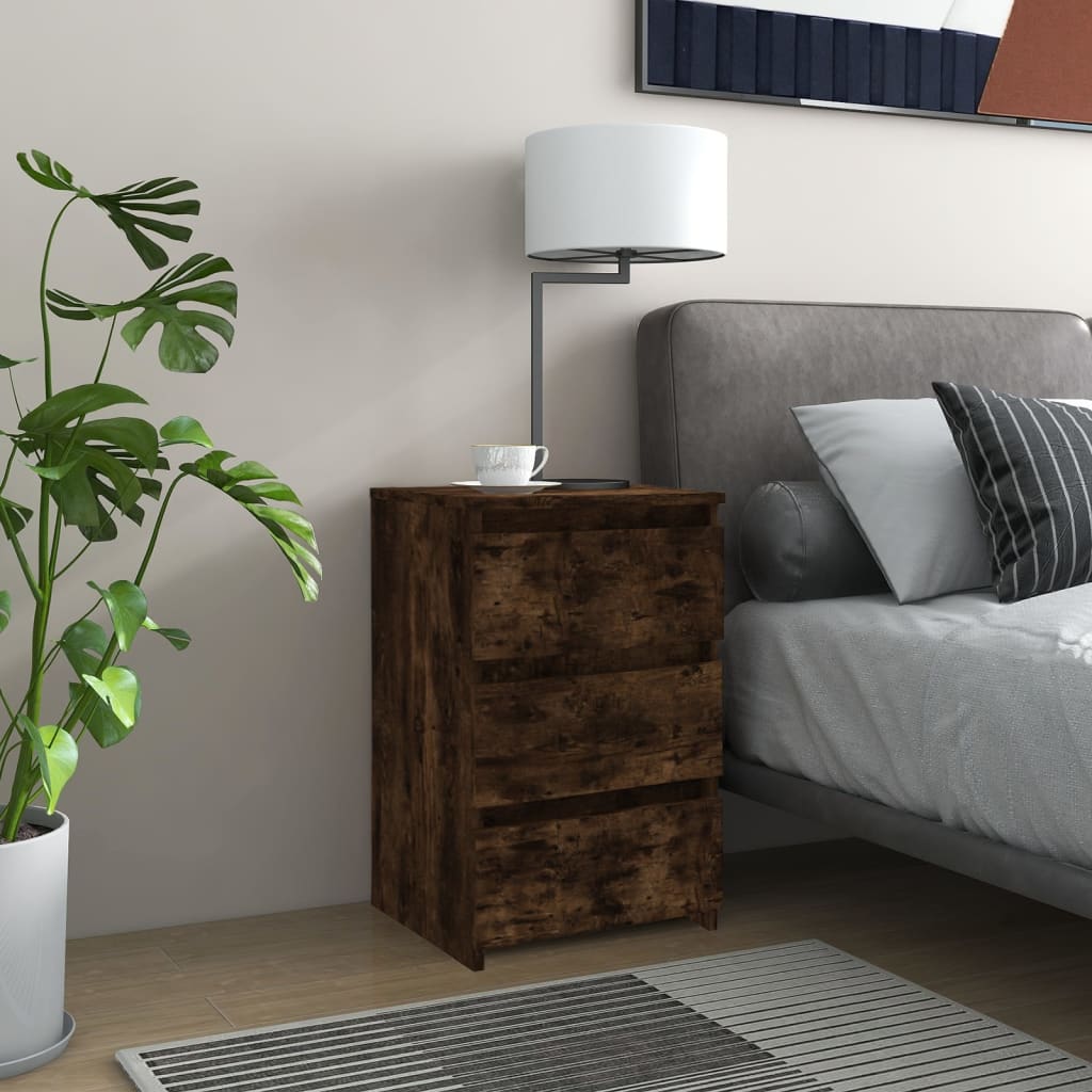 Table de chevet Chêne fumé 40x35x62,5 cm Bois d'ingénierie - XIOS