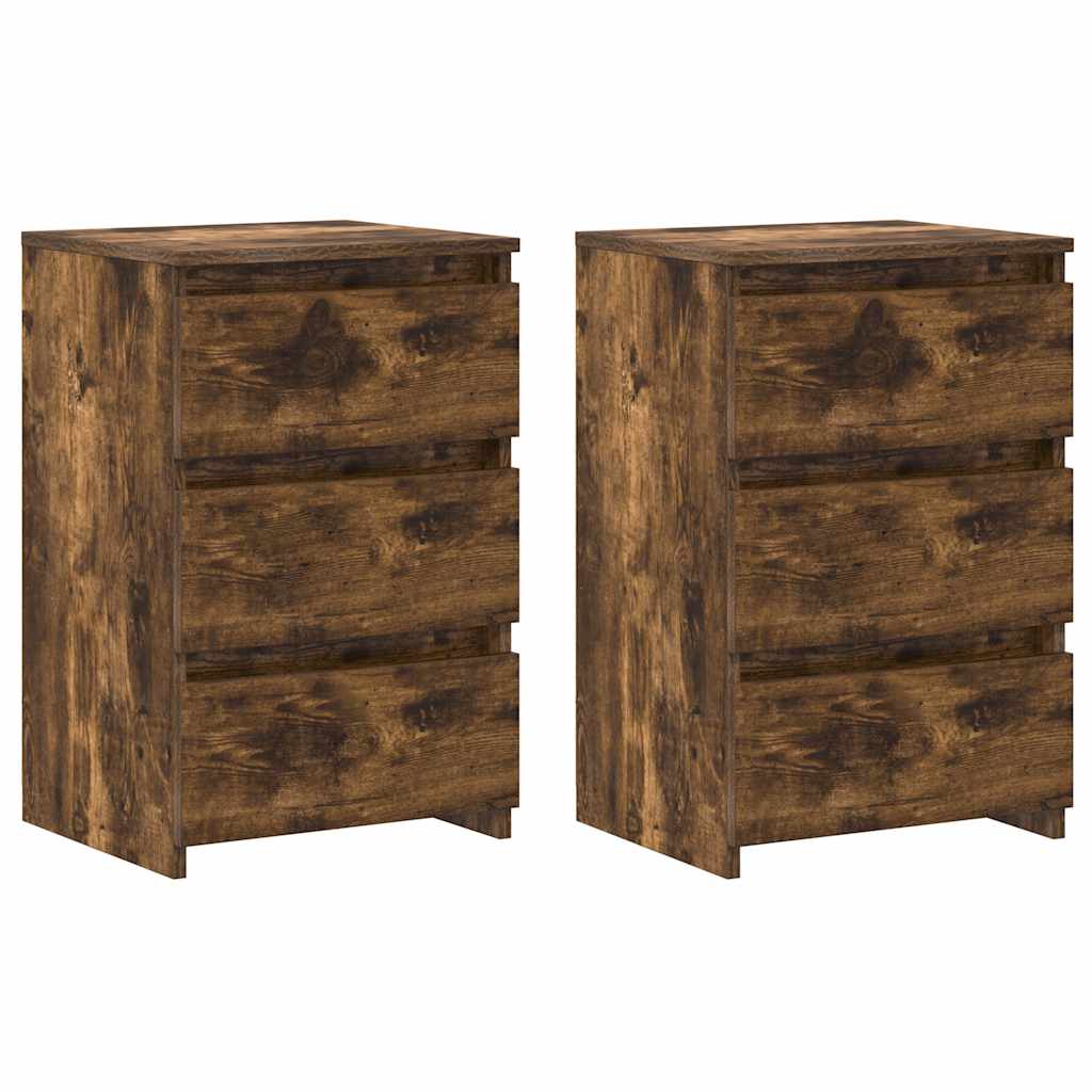 Tables de chevet 2pcs Chêne fumé 40x35x62,5cm Bois d'ingénierie - XIOS