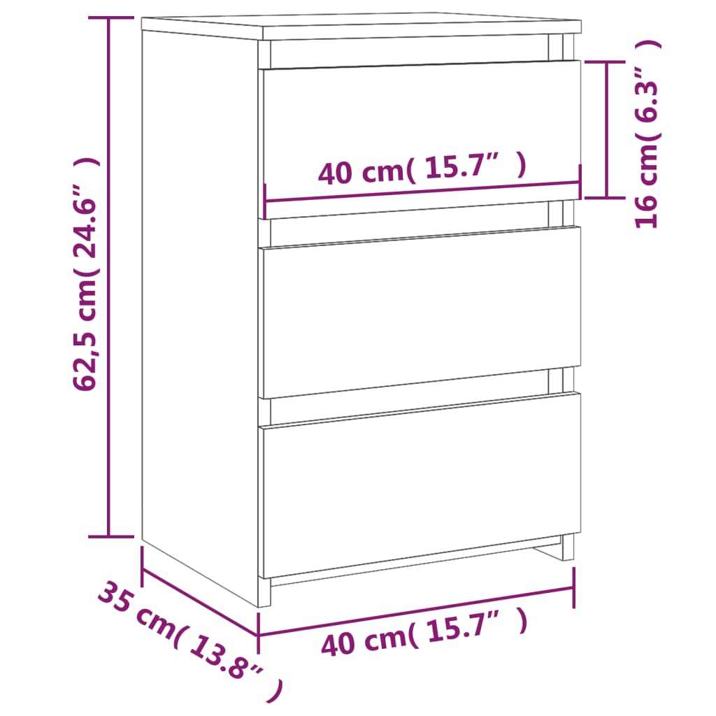 Table de chevet Sonoma gris 40x35x62,5 cm Bois d'ingénierie - XIOS