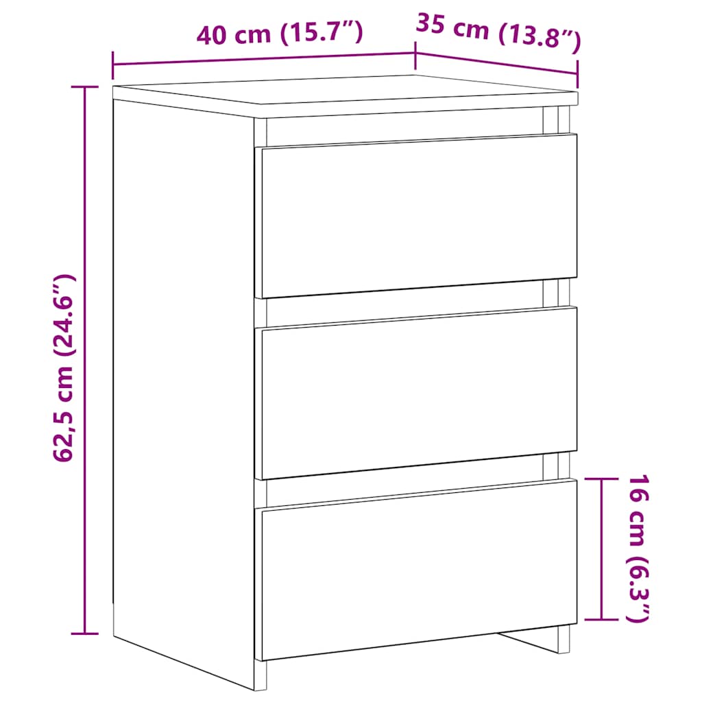 Tables de chevet 2 pcs Sonoma gris 40x35x62,5cm Bois ingénierie - XIOS