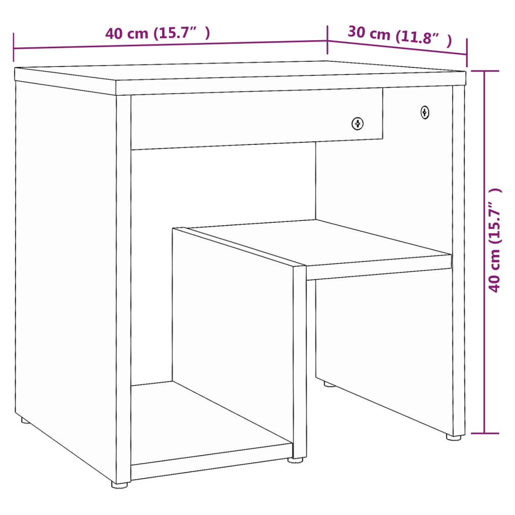 Tables de chevet 2 pcs Sonoma gris 40x30x40 cm Bois ingénierie - XIOS