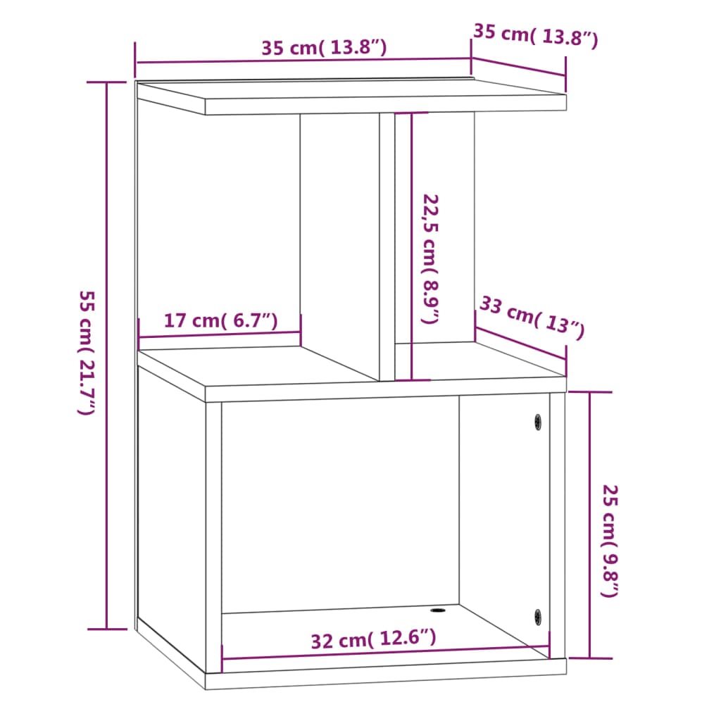 Tables de chevet 2 pcs Chêne fumé 35x35x55 cm Bois d'ingénierie - XIOS