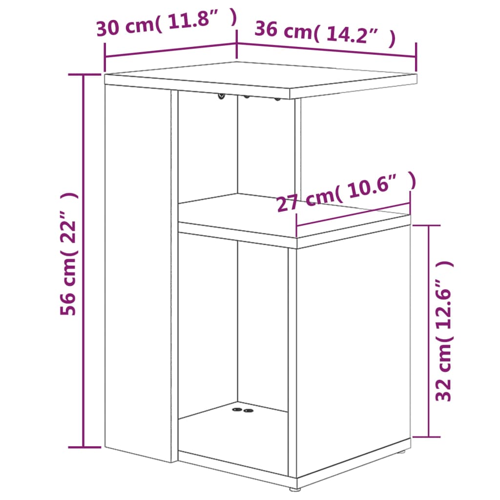 Table d'appoint Chêne marron 36x30x56 cm Bois d'ingénierie - XIOS