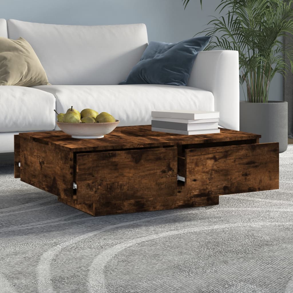 Table basse Chêne fumé 90x60x31 cm Bois d'ingénierie - XIOS