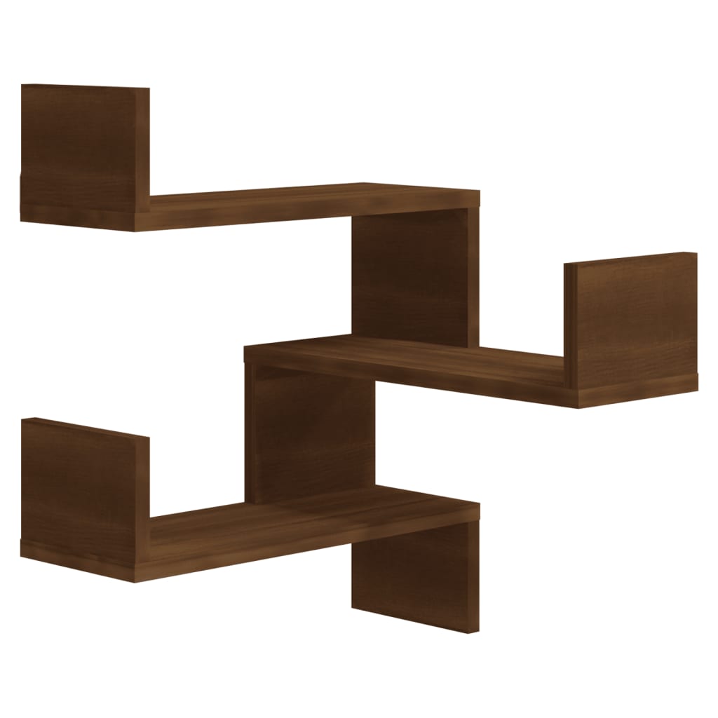 Étagères d'angle murales 2 pcs Chêne marron 40x40x50 cm Bois - XIOS