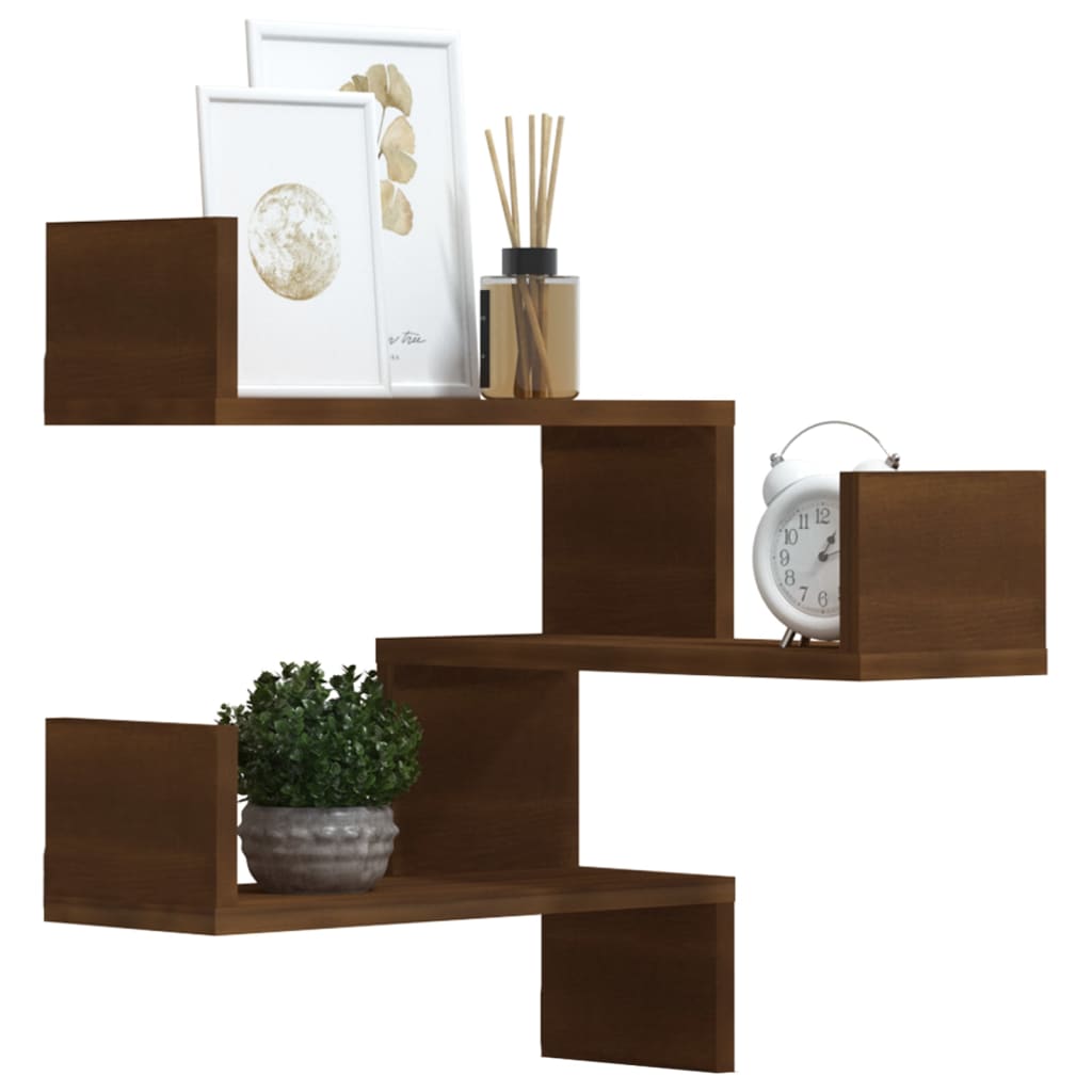 Étagères d'angle murales 2 pcs Chêne marron 40x40x50 cm Bois - XIOS
