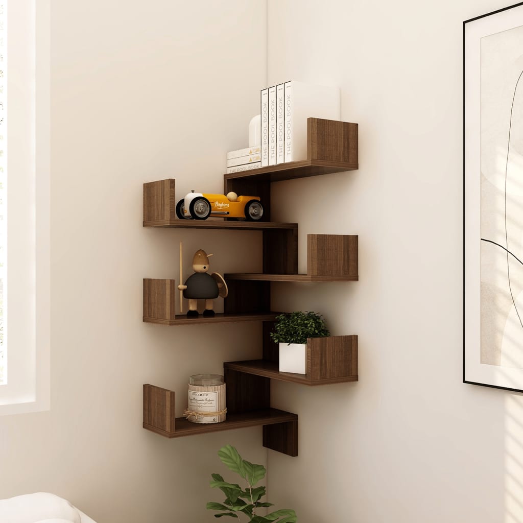 Étagères d'angle murales 2 pcs Chêne marron 40x40x50 cm Bois - XIOS