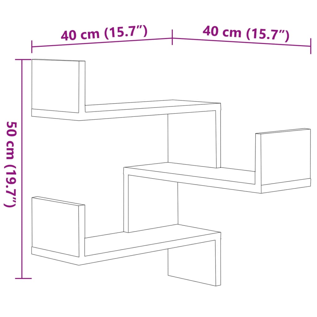 Étagères d'angle murales 2 pcs Chêne marron 40x40x50 cm Bois - XIOS