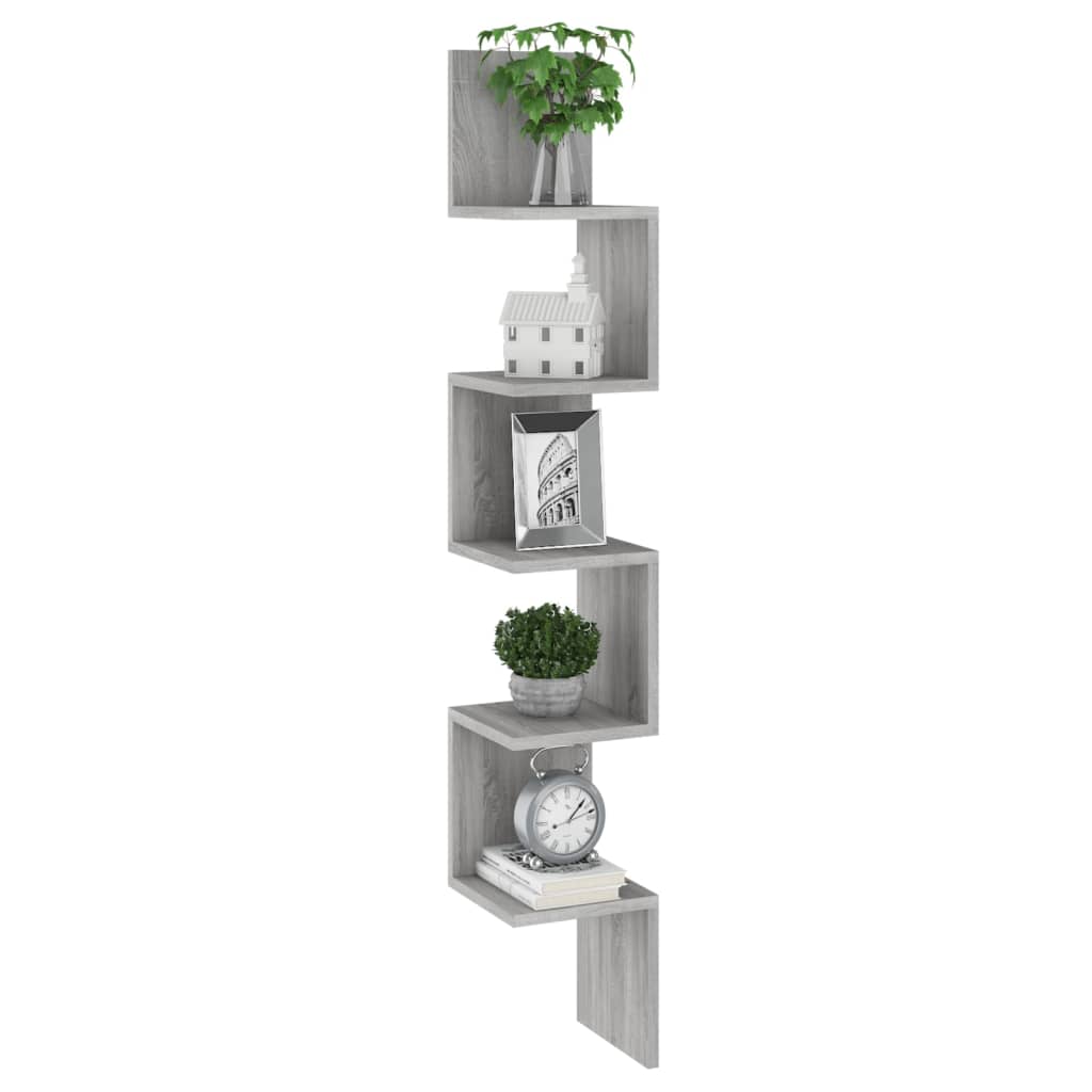 Étagère angle murale Sonoma gris 20x20x127,5 cm Bois ingénierie - XIOS