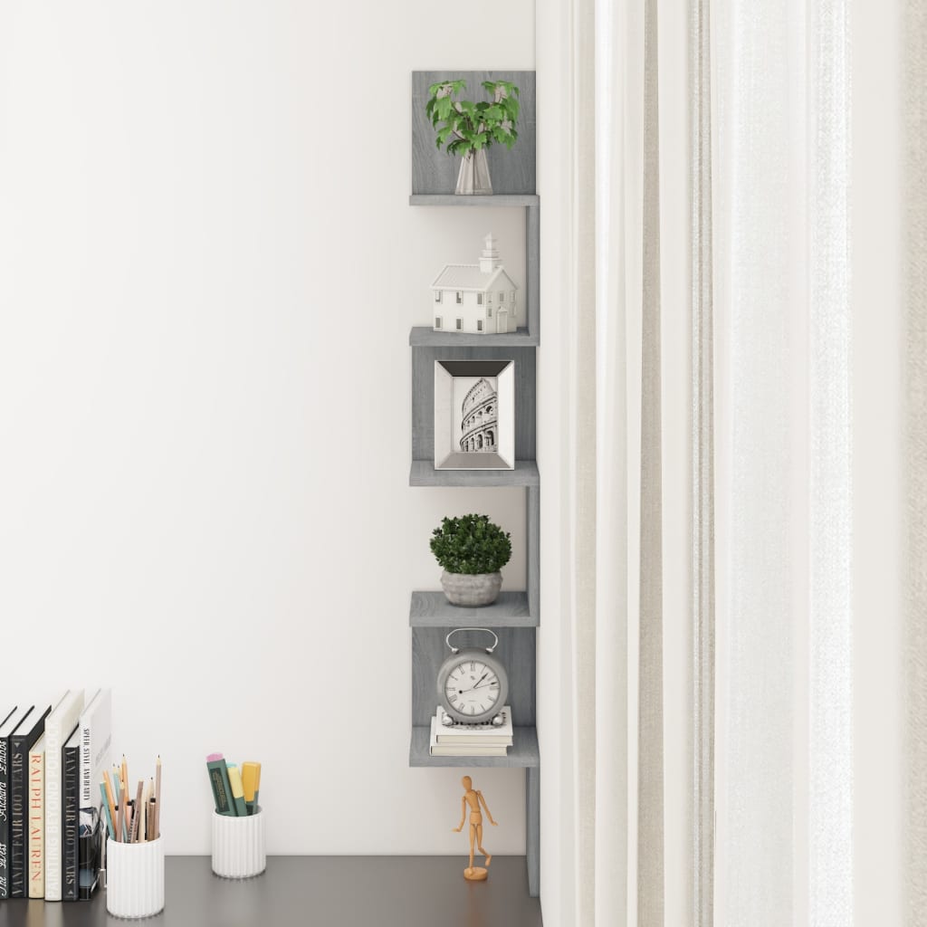 Étagère angle murale Sonoma gris 20x20x127,5 cm Bois ingénierie - XIOS