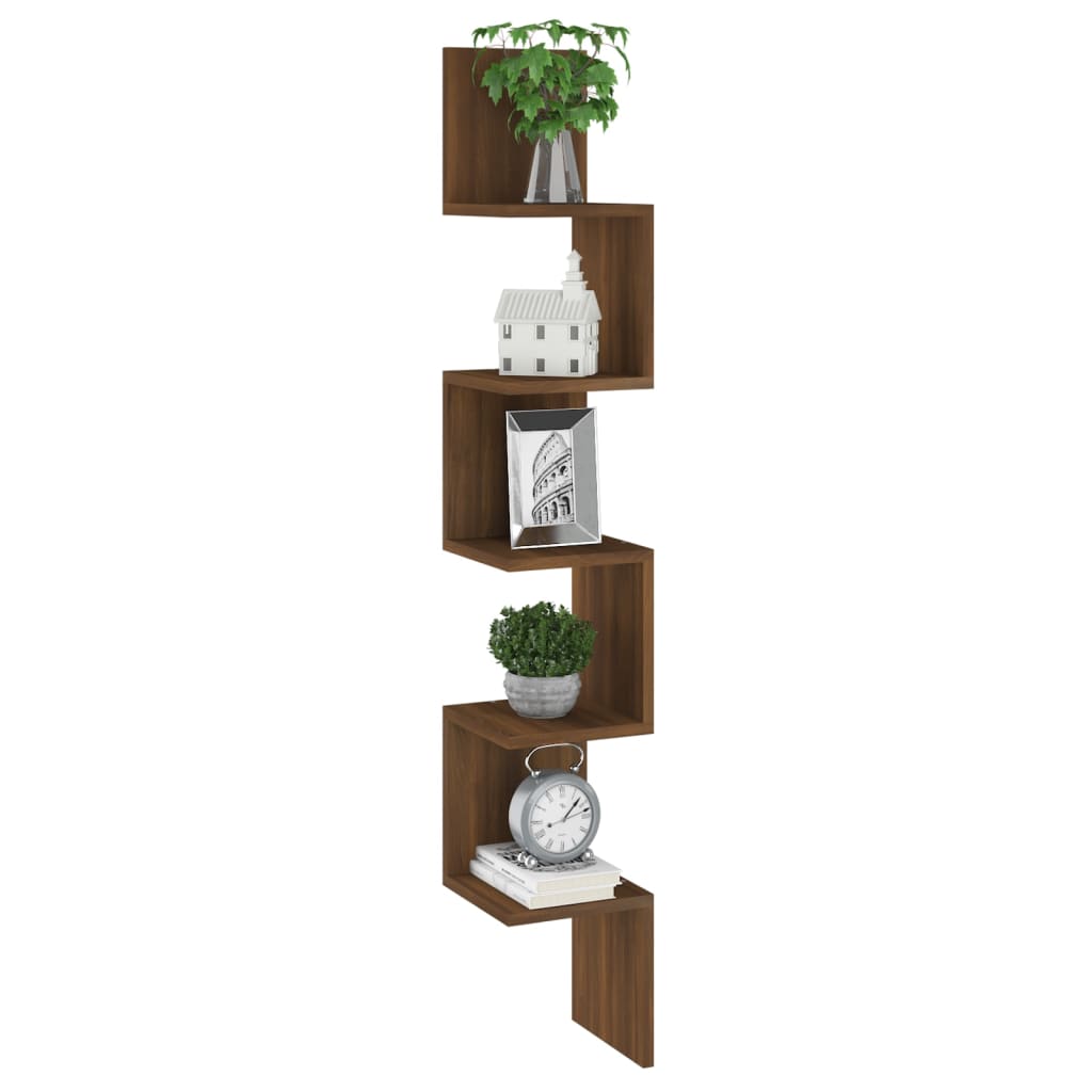 Étagère d'angle murale Chêne brun 20x20x127,5cm Bois ingénierie - XIOS