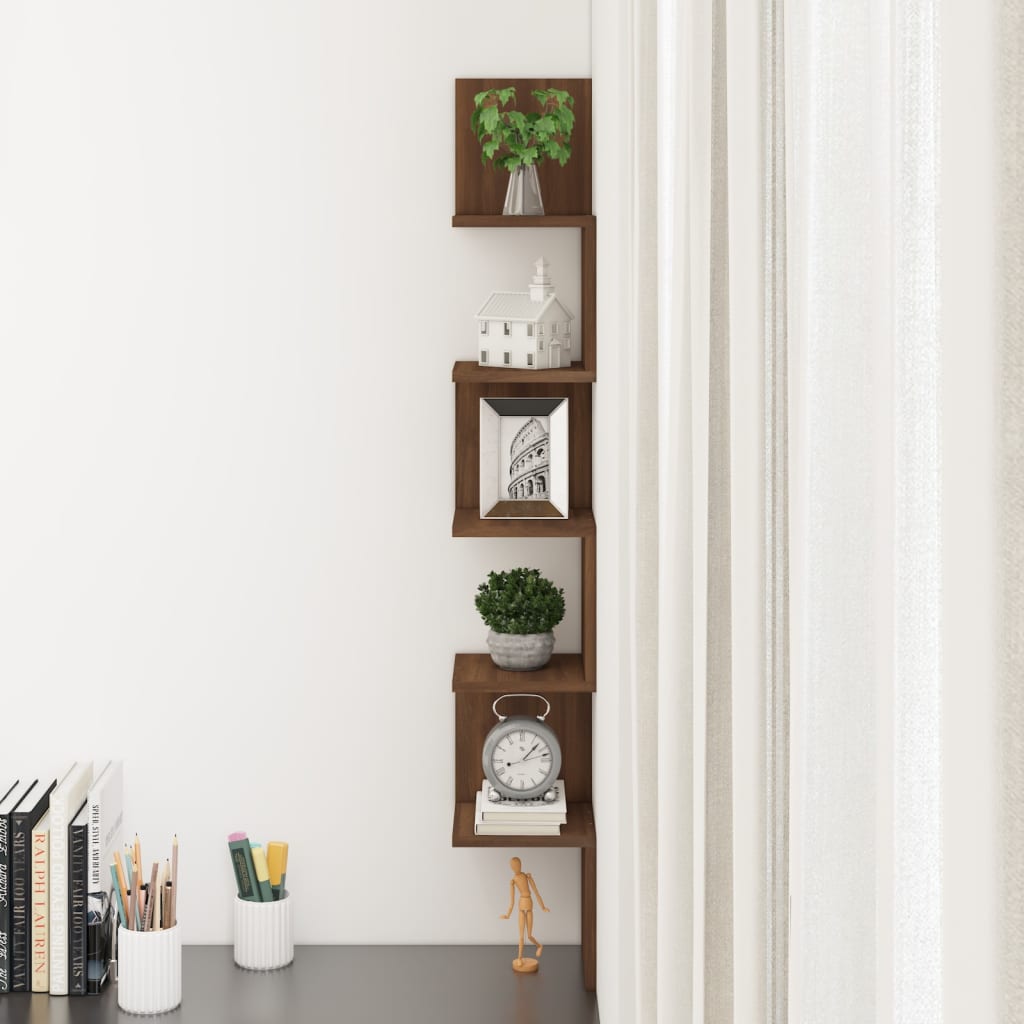 Étagère d'angle murale Chêne brun 20x20x127,5cm Bois ingénierie - XIOS