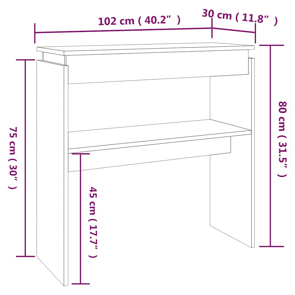 Table console Sonoma gris 102x30x80 cm Bois d'ingénierie - XIOS