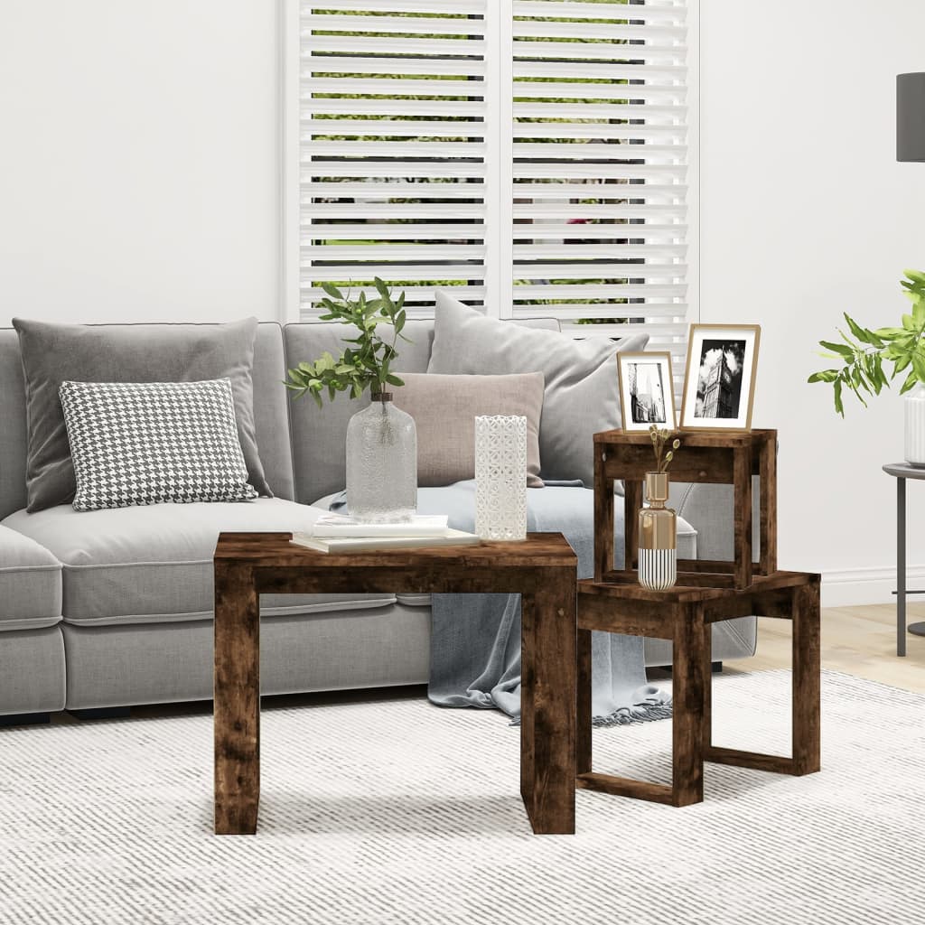 Tables gigognes 3 pcs Chêne fumé Bois d'ingénierie - XIOS