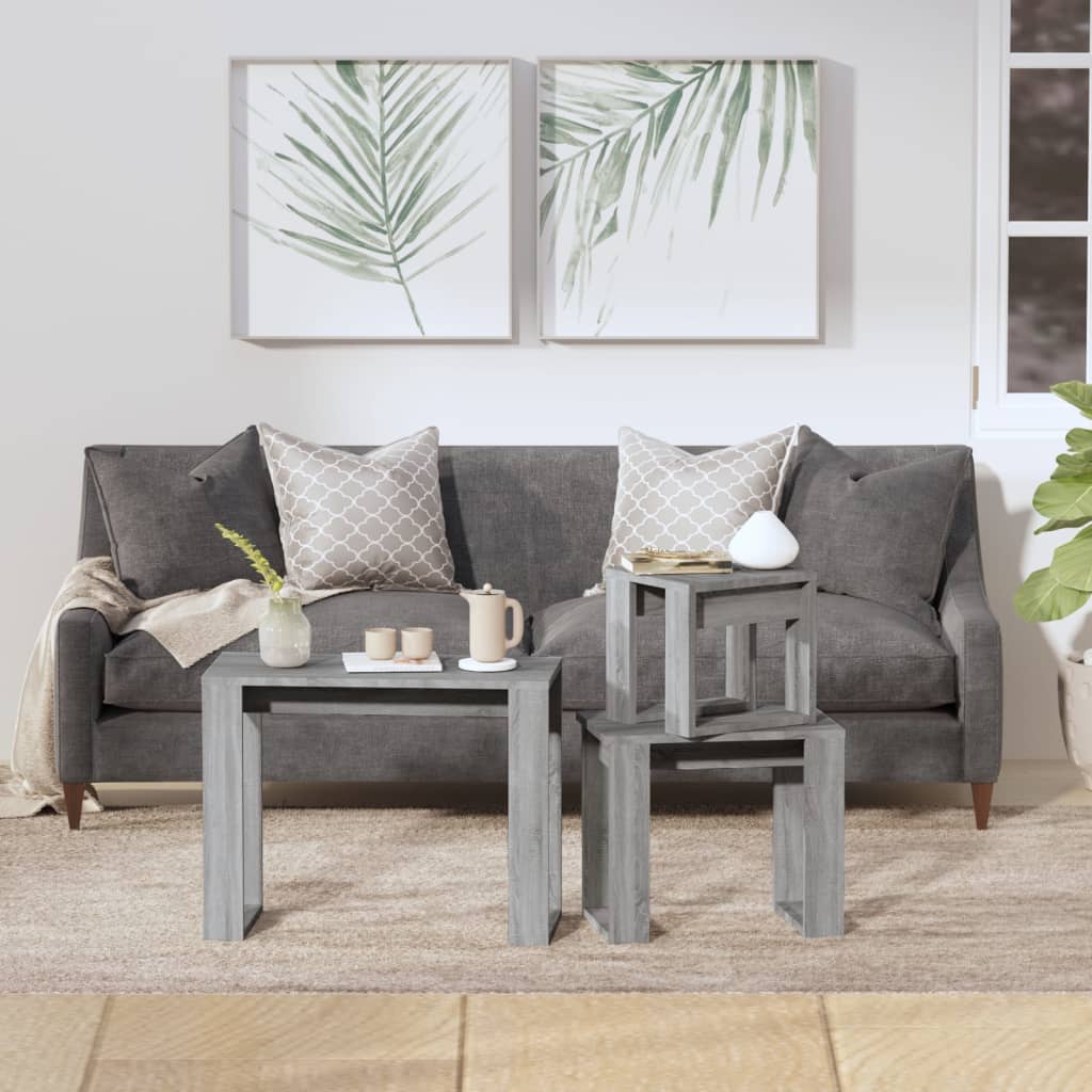 Tables gigognes 3 pcs Sonoma gris Bois d'ingénierie - XIOS