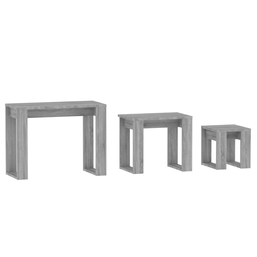 Tables gigognes 3 pcs Sonoma gris Bois d'ingénierie - XIOS