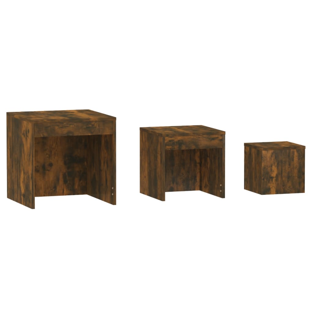 Tables gigognes 3 pcs Chêne fumé Bois d'ingénierie Tables d'appoint vidaXL