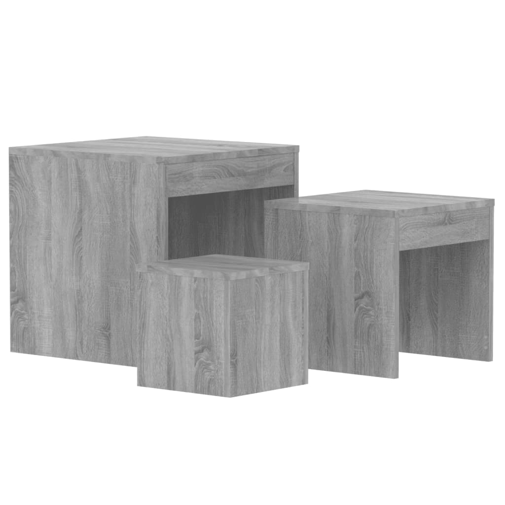Tables gigognes 3 pcs Sonoma gris Bois d'ingénierie Tables d'appoint vidaXL