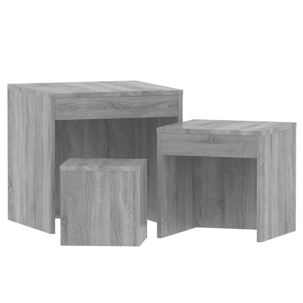 Tables gigognes 3 pcs Sonoma gris Bois d'ingénierie Tables d'appoint vidaXL