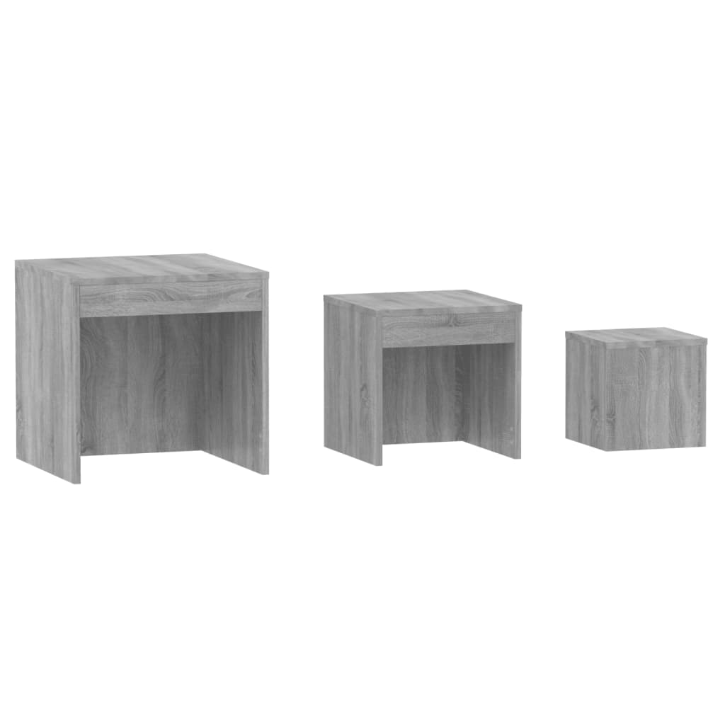 Tables gigognes 3 pcs Sonoma gris Bois d'ingénierie Tables d'appoint vidaXL