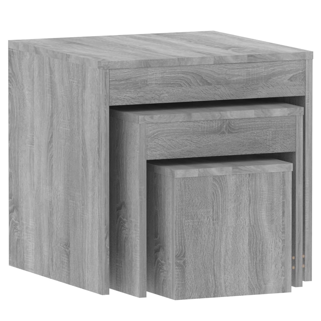 Tables gigognes 3 pcs Sonoma gris Bois d'ingénierie Tables d'appoint vidaXL