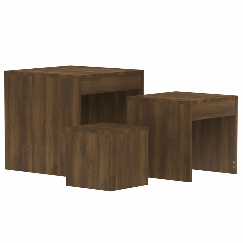 Tables gigognes 3 pcs Chêne marron Bois d'ingénierie Tables d'appoint vidaXL
