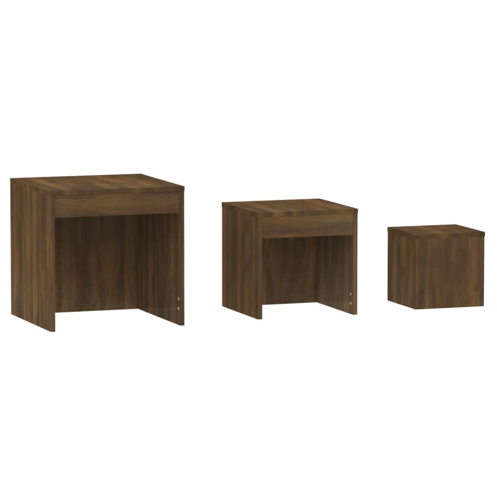 Tables gigognes 3 pcs Chêne marron Bois d'ingénierie Tables d'appoint vidaXL