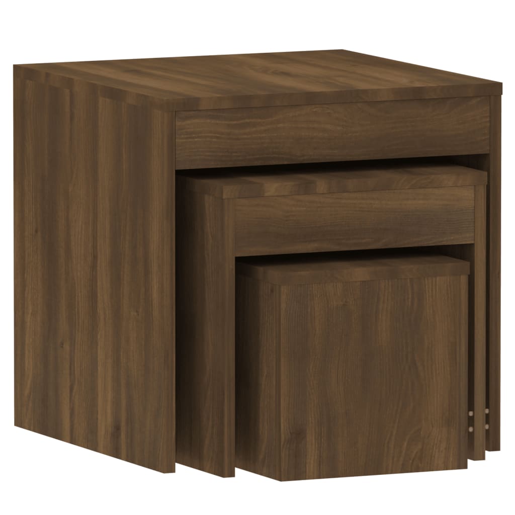 Tables gigognes 3 pcs Chêne marron Bois d'ingénierie Tables d'appoint vidaXL