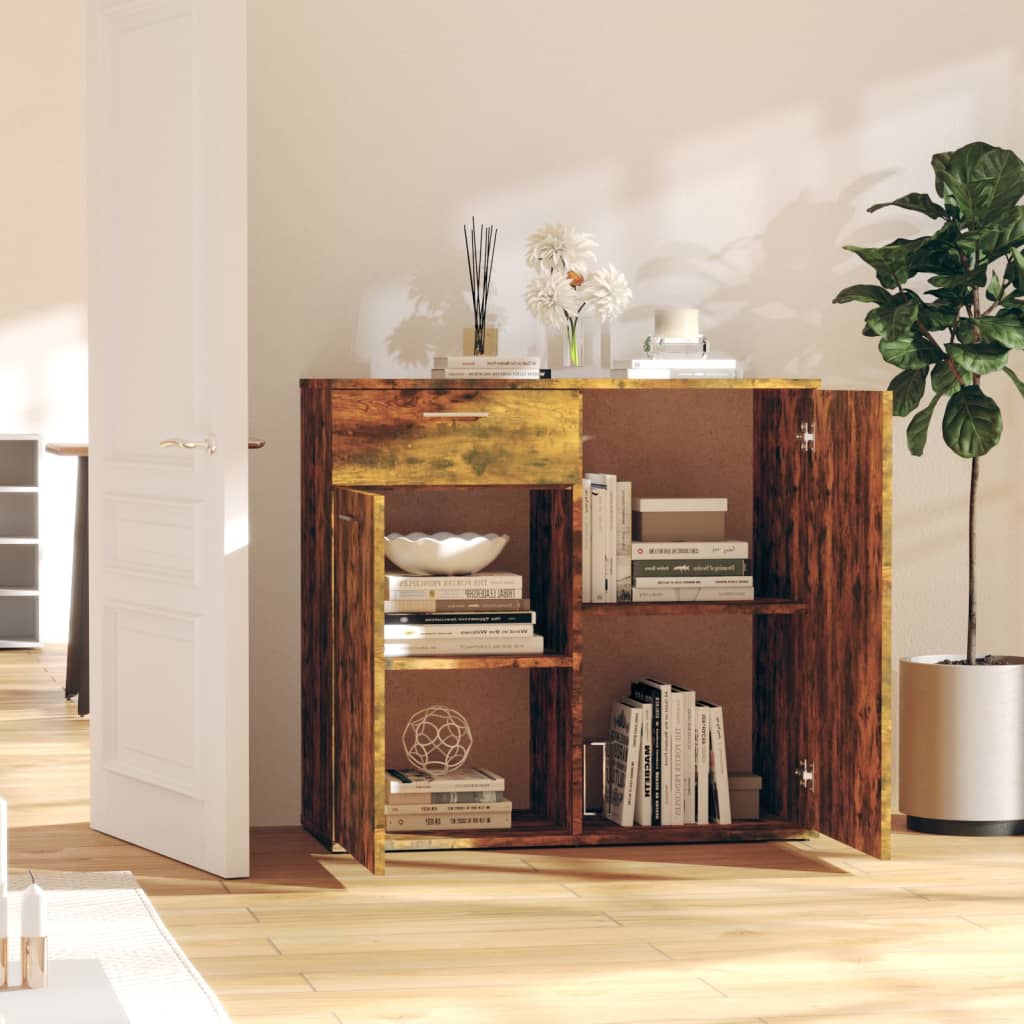 Buffet Chêne fumé 80x36x75 cm Bois d'ingénierie