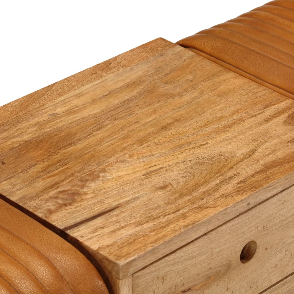 Banc de bok Marron 107 cm Cuir de chèvre véritable - XIOS