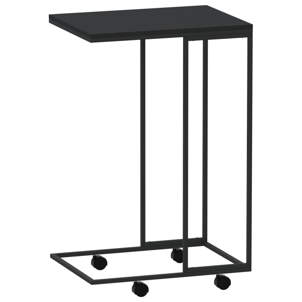 Table d'appoint avec roues Noir 40x30x63,5 cm Bois d'ingénierie