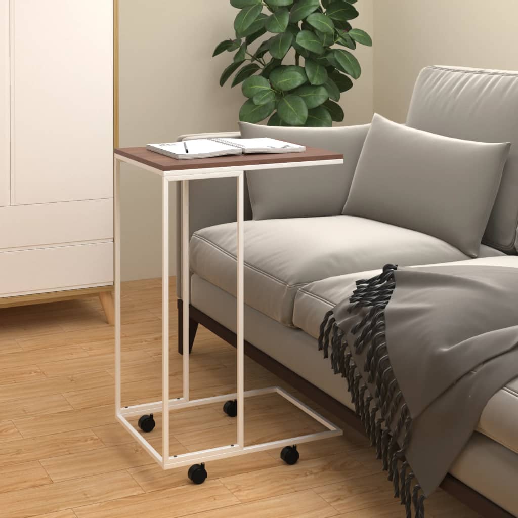 Table d'appoint avec roues Blanc 40x30x63,5cm Bois d'ingénierie - XIOS