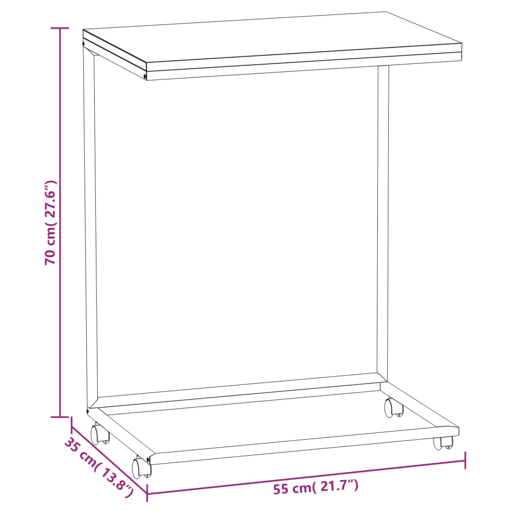 Table d'appoint avec roues Noir 55x35x70 cm Bois d'ingénierie - XIOS