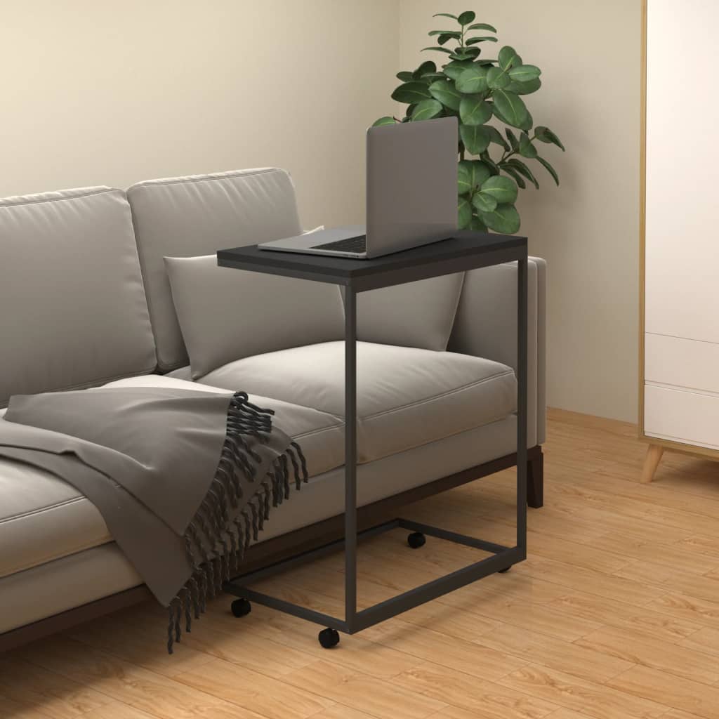 Table d'appoint avec roues Noir 55x35x70 cm Bois d'ingénierie - XIOS