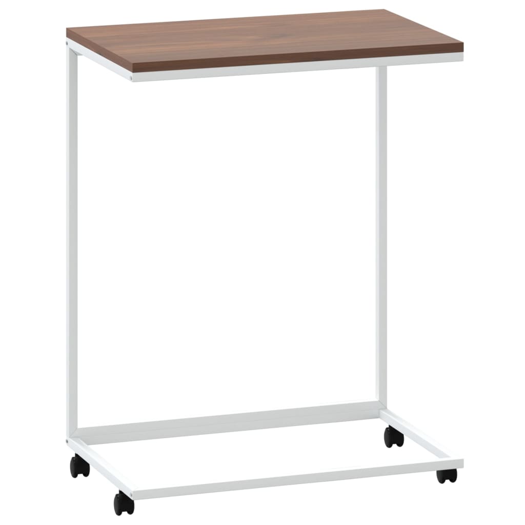 Table d'appoint avec roues Blanc 55x35x70 cm Bois d'ingénierie - XIOS