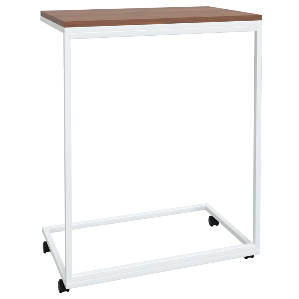 Table d'appoint avec roues Blanc 55x35x70 cm Bois d'ingénierie - XIOS