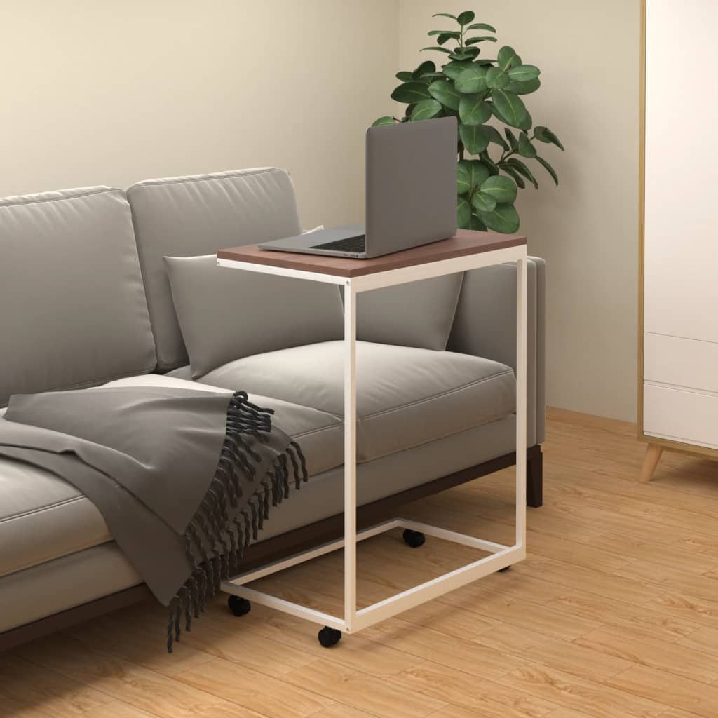 Table d'appoint avec roues Blanc 55x35x70 cm Bois d'ingénierie - XIOS