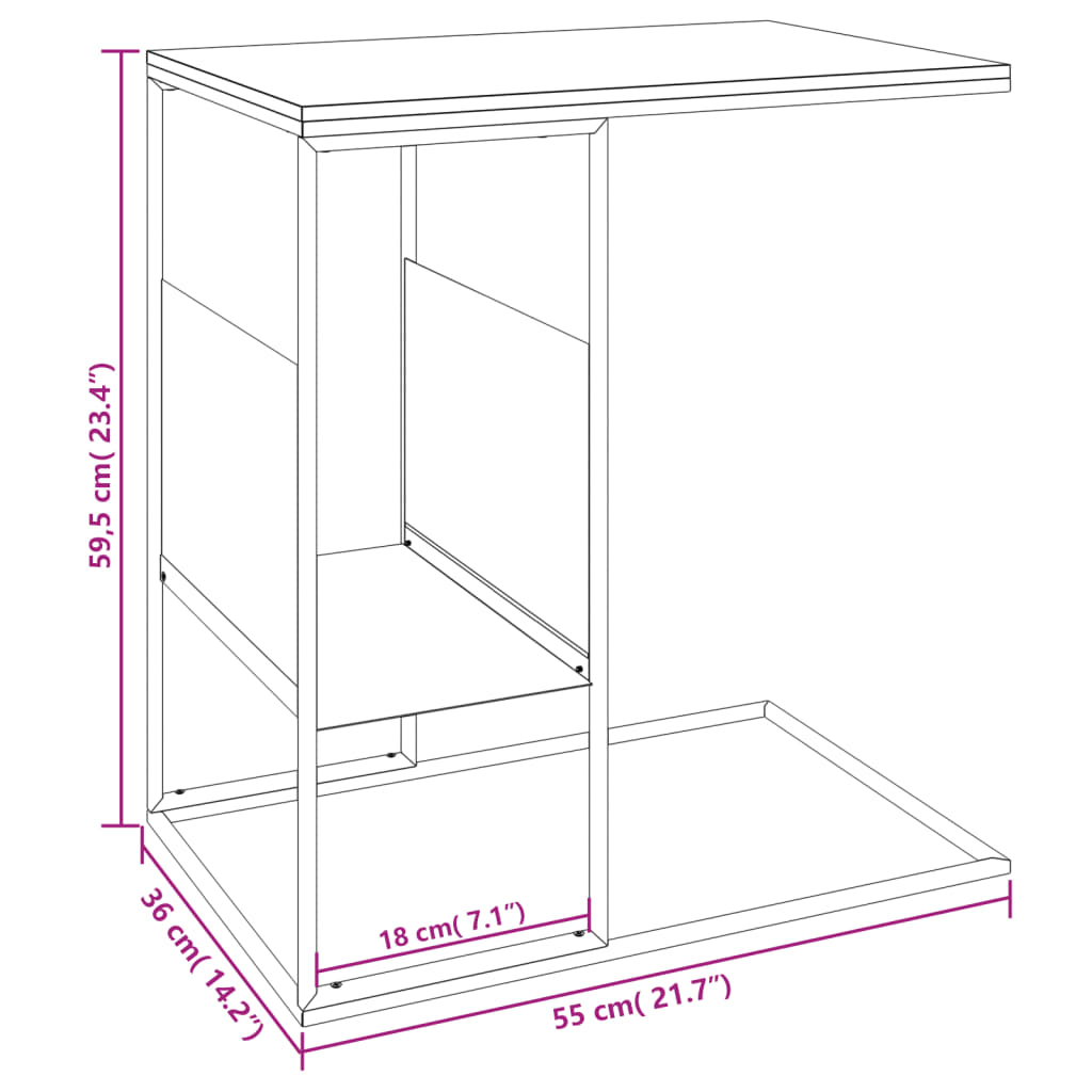 Table d'appoint Noir 55x36x59,5 cm Bois d'ingénierie - XIOS