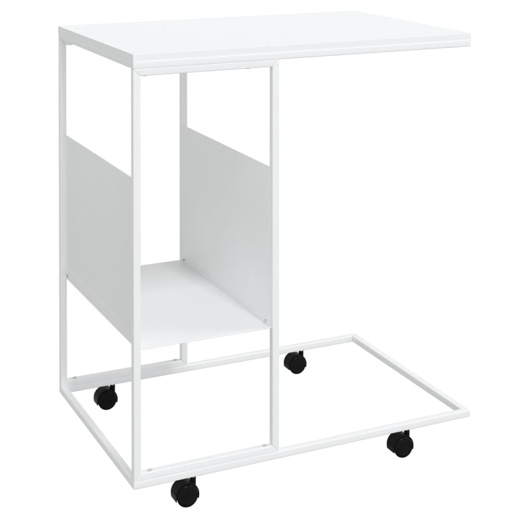 Table d'appoint avec roues blanc 55x36x63,5cm bois d'ingénierie - XIOS