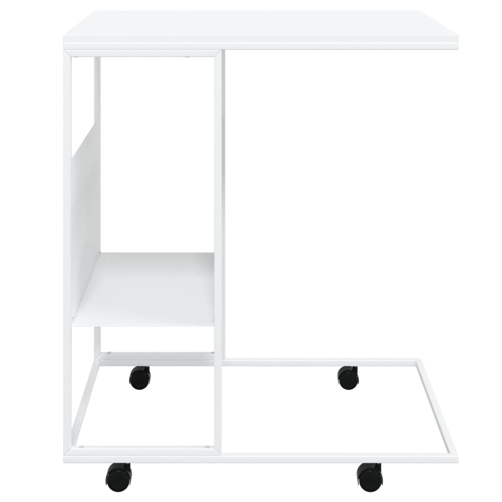 Table d'appoint avec roues blanc 55x36x63,5cm bois d'ingénierie - XIOS