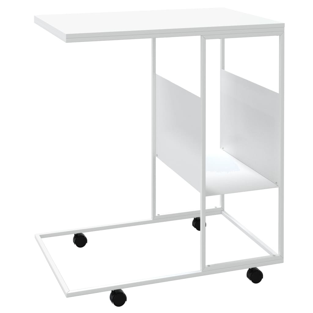 Table d'appoint avec roues blanc 55x36x63,5cm bois d'ingénierie - XIOS