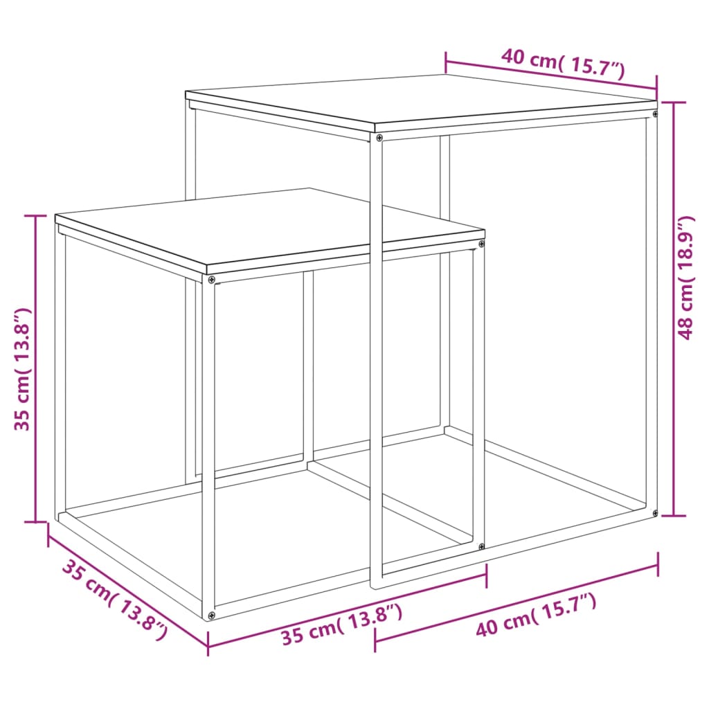 Ensemble de table basse 2 pcs Bois d'ingénierie et métal - XIOS