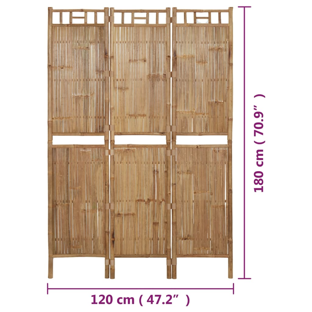 Cloison de séparation 3 panneaux Bambou 120x180 cm - XIOS