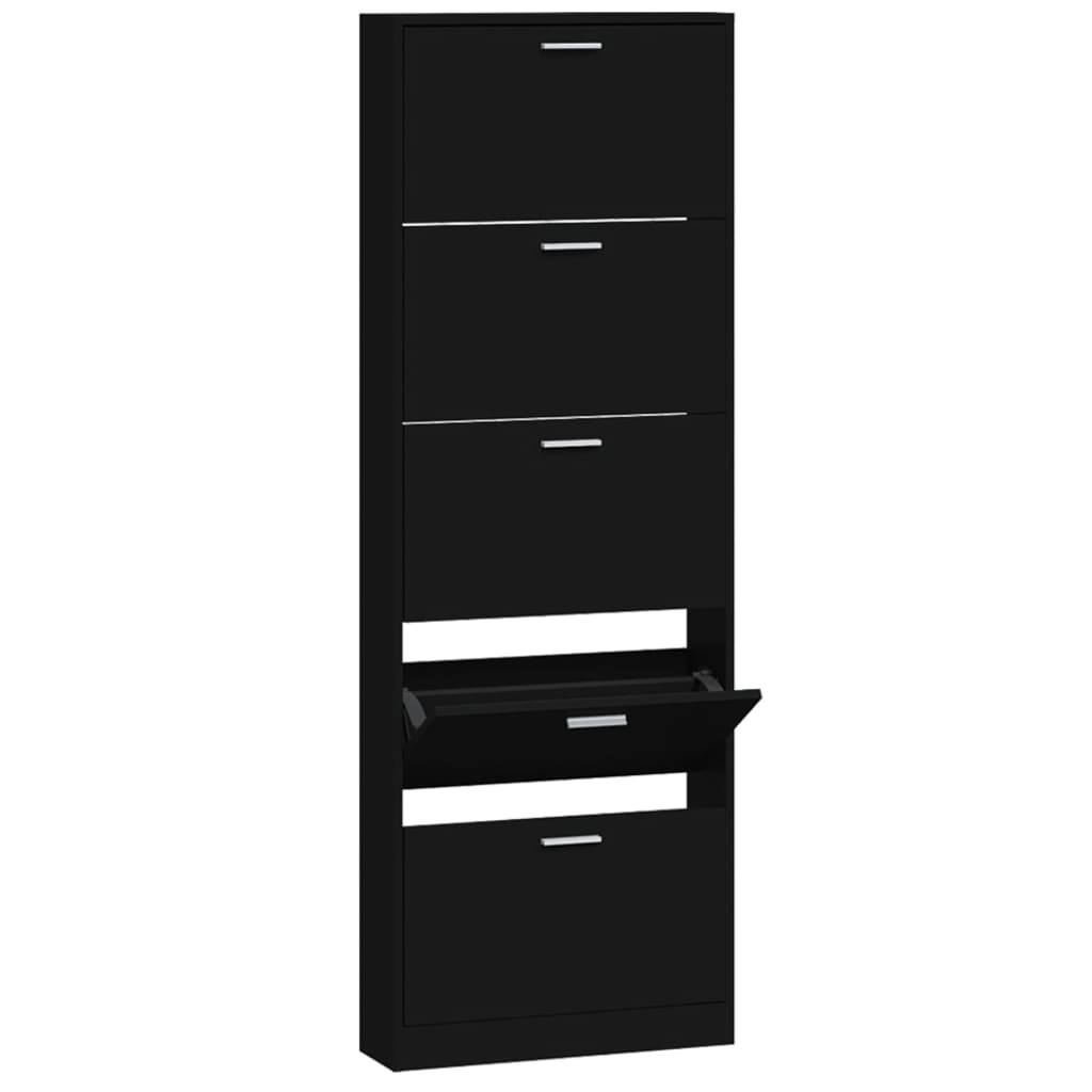Armoire à chaussures Noir 59x17x169 cm Bois d'ingénierie - XIOS