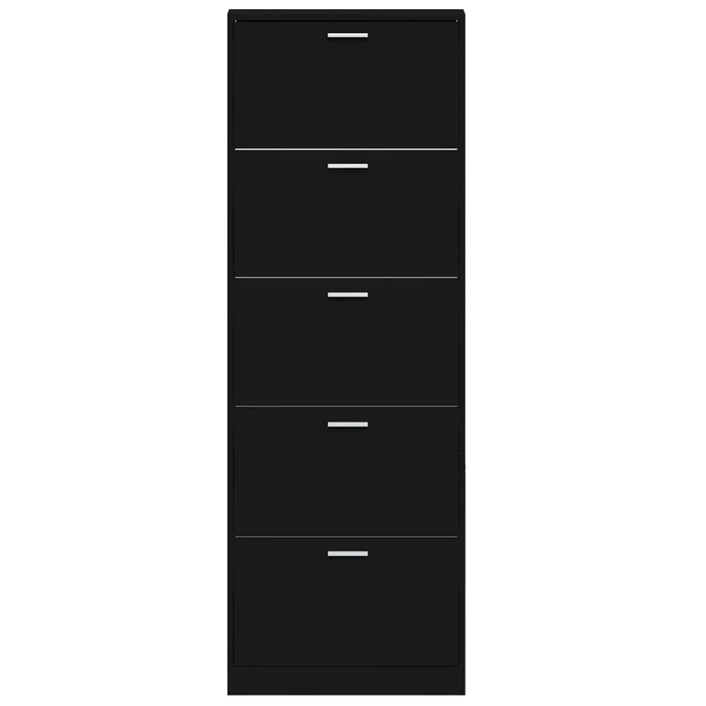 Armoire à chaussures Noir 59x17x169 cm Bois d'ingénierie - XIOS