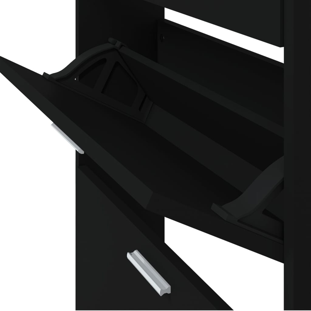 Armoire à chaussures Noir 59x17x169 cm Bois d'ingénierie - XIOS