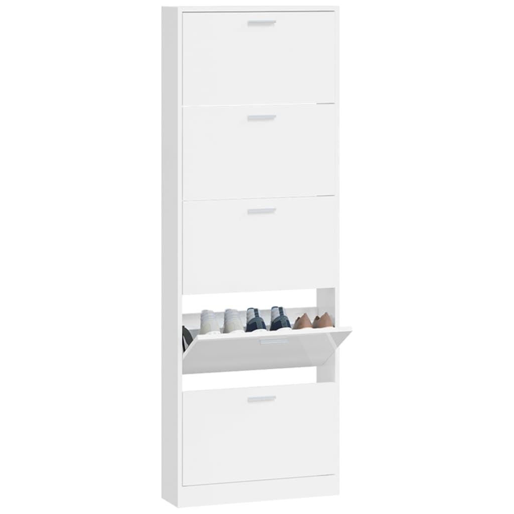 Armoire à chaussure Blanc brillant 59x17x169 cm Bois ingénierie - XIOS