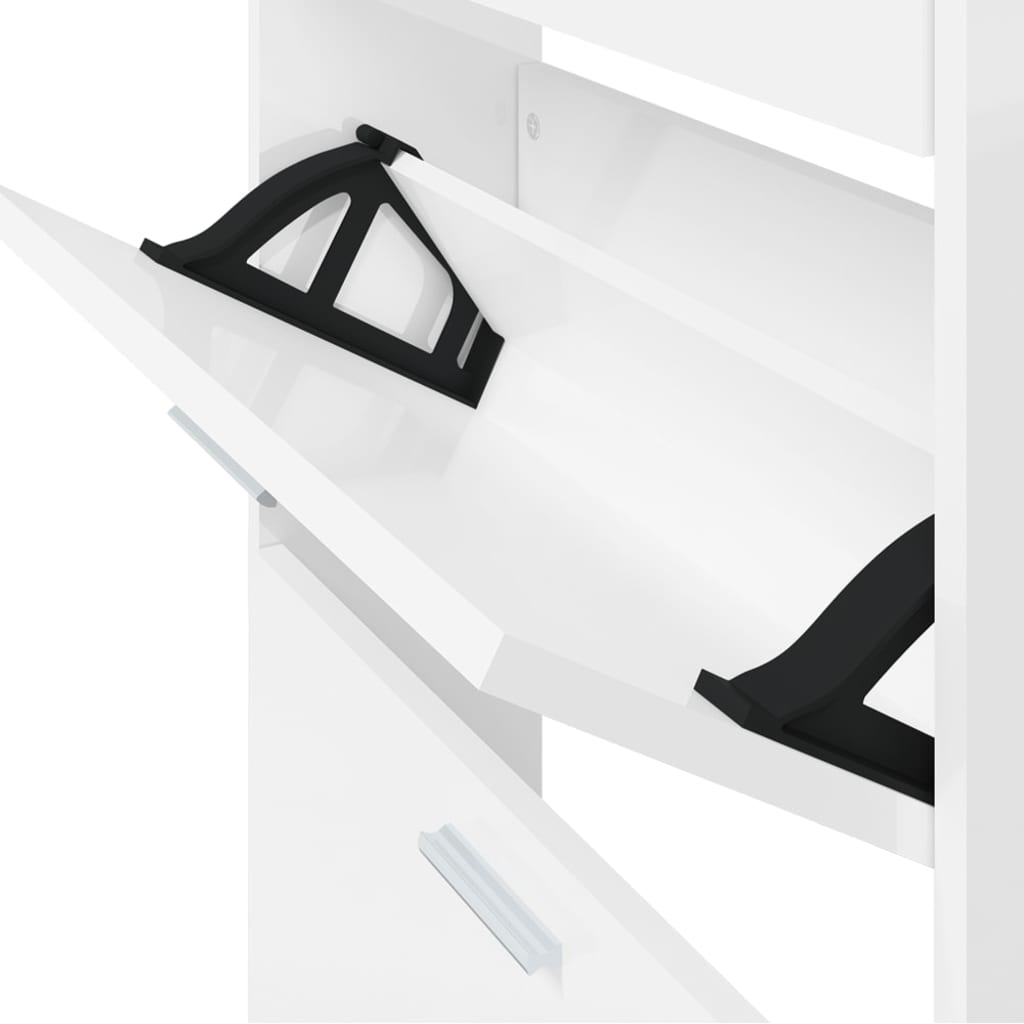 Armoire à chaussure Blanc brillant 59x17x169 cm Bois ingénierie - XIOS